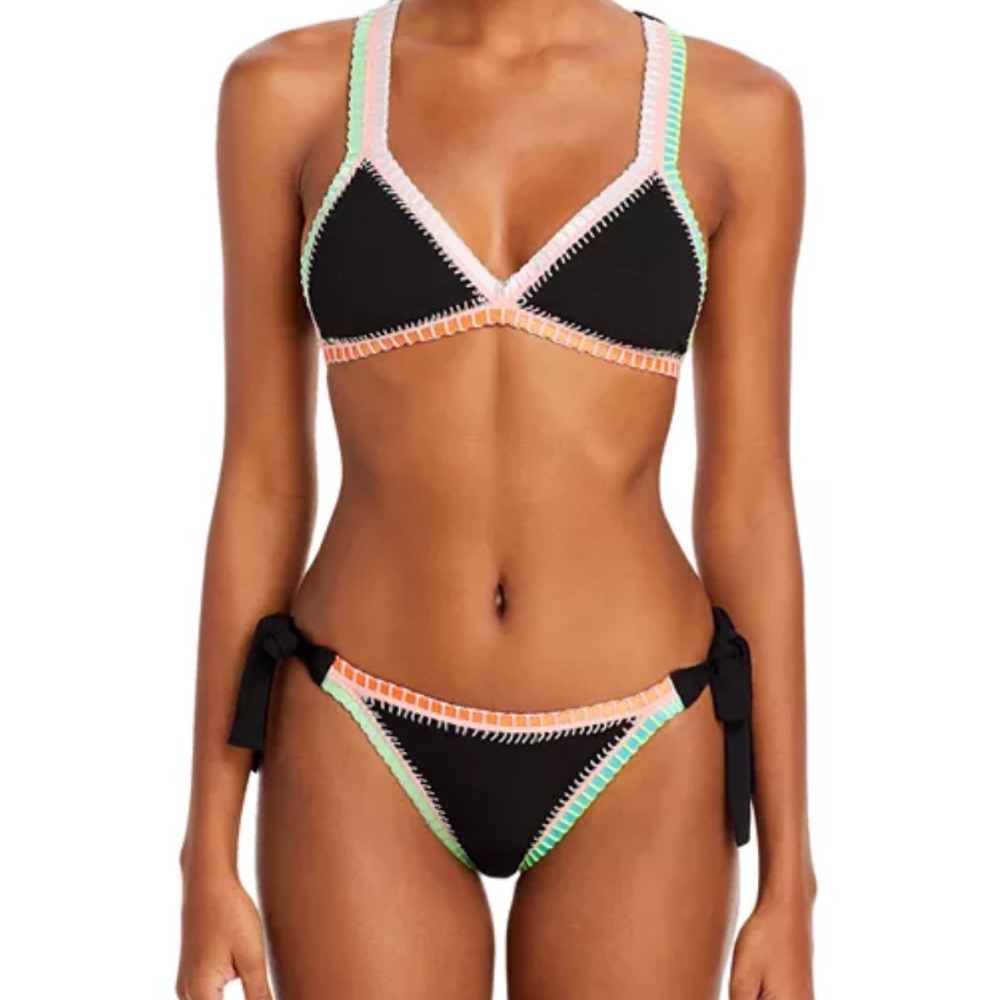 Women's Black and Multicolor Bikini Set